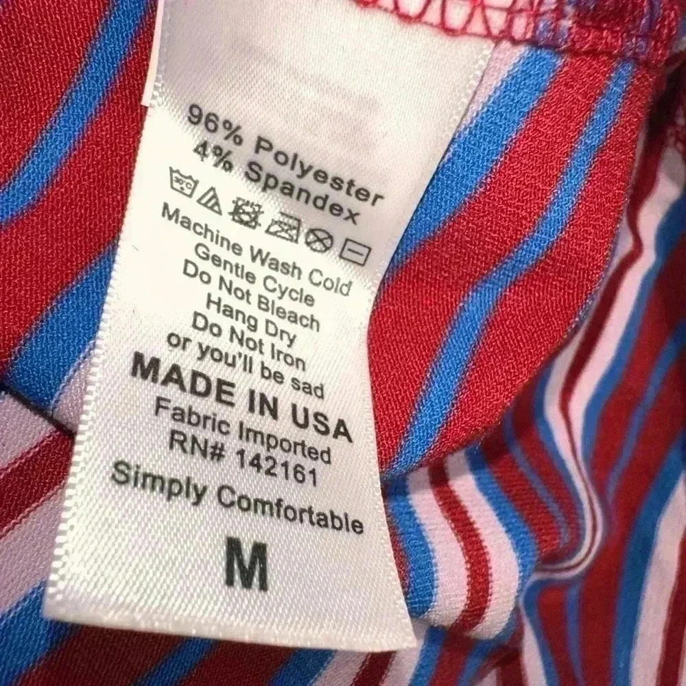 Lularoe medium stripe long sleeve Lynnae top.‎ Burgundy, blue, pink stripe. NWT. - Picture 6 of 8
